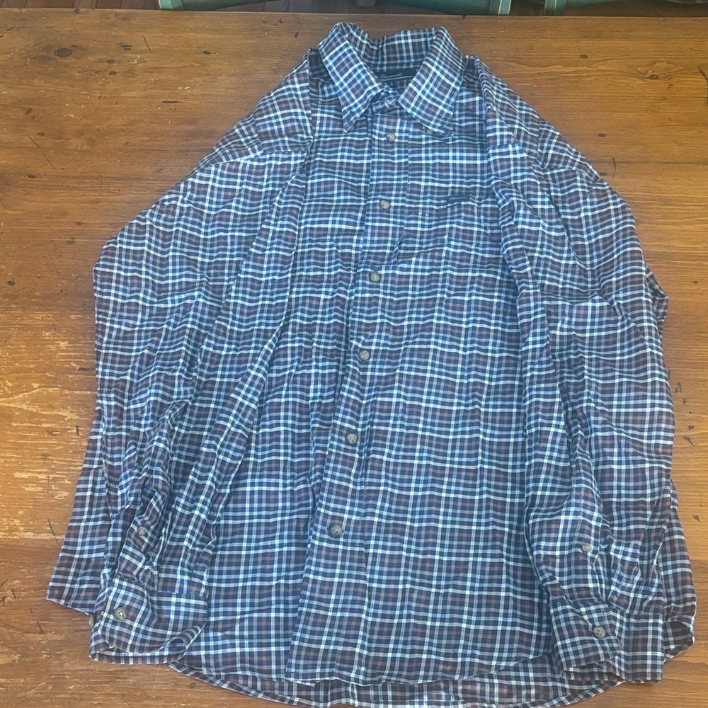 Faconnable Brown and Blue Checkered Shirt